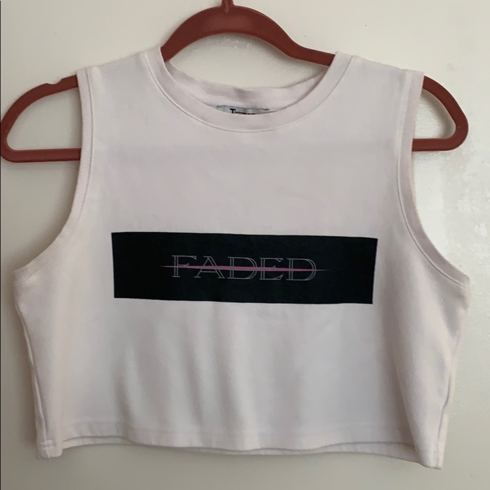 White cropped Alexander Wang “Faded” muscle tee.